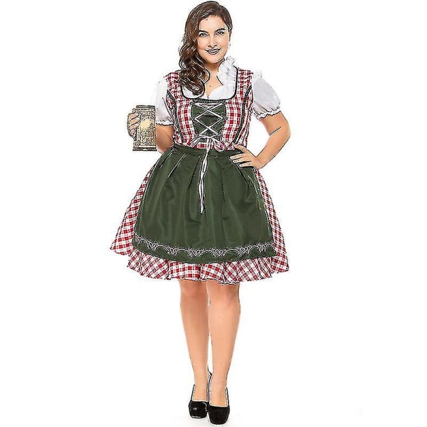 Tysk Oktoberfest Plus Size Kjole Bayersk Tradisjonell Øl Kjole Festlig Fest Ball Kjole Stor Størrelse X79 XXL