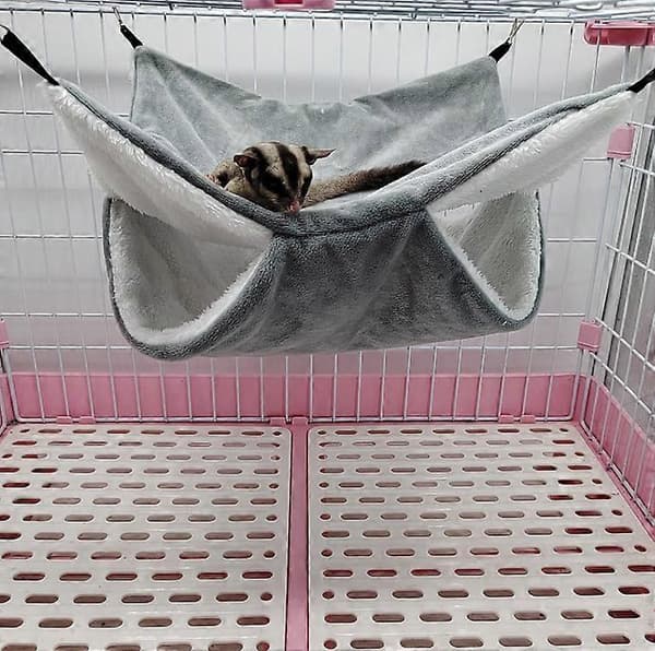 Liten hängmatta för husdjur, hamsterbomullsbo, ekorre-grå