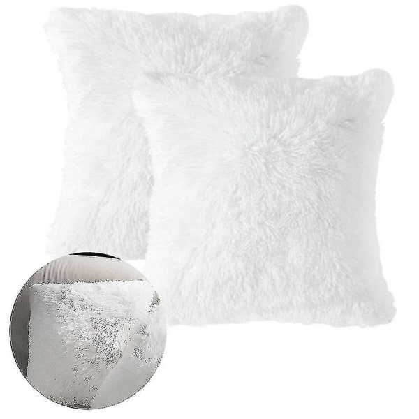 2 stk. Fluffy Covers, Kvadratisk Kunstpels Puter Myke Kunstige Pels Pledd Putetrekk Fluffy Pels Puter Dekorative Pledd Puter [xc]