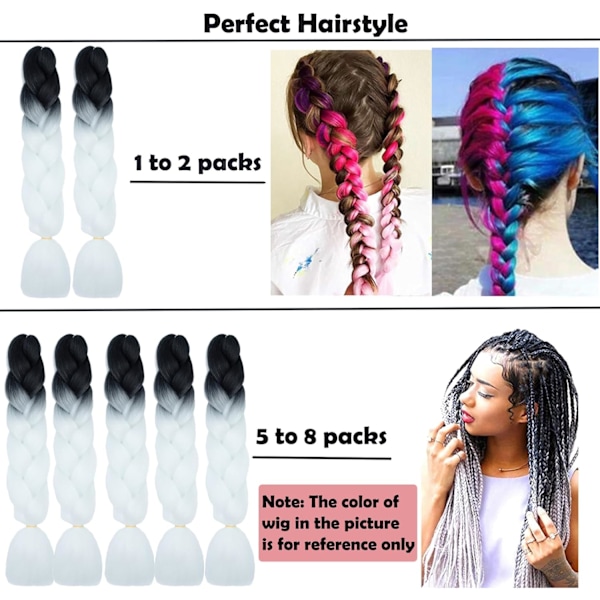 Letitettävät hiustenpidennykset Muodikkaat synteettiset letitykset naisille Värilliset letitykset DIY-peruukkeihin Cosplayhin Blue to Light Blue