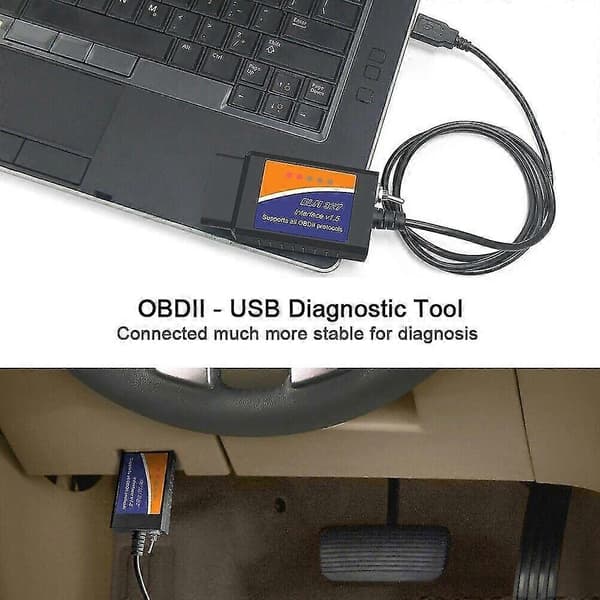 ELM327 Programvare OBD2 Skanner Adapter USB Diagnoseverktøy Kabel for Ford