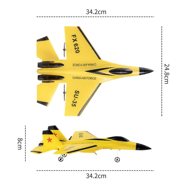 2,4 g fjernbetjening svævefly flyvemaskine Su-35 flymodel Epp til børn dreng Yellow