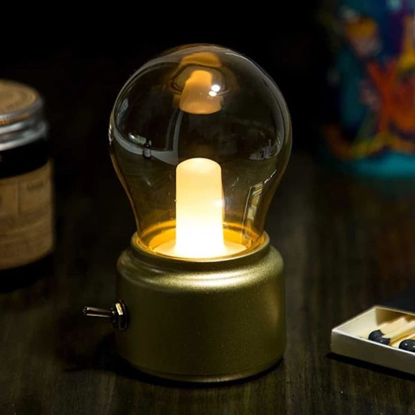 Nattbordslampe USB-lading Dekorasjon Bærbar Skrivebordslampe Soverom Stue LED Nattbordslampe (Gull)