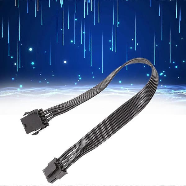 2 stk. computerkabel CPU 8Pin til 4+4 Pin strømforsynings forlængerkabel ledning sort 30 cm black