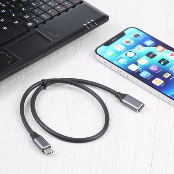 50 cm USB-C Uros - USB-C Naaras Adapterikaapeli Musta size 20