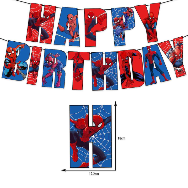 Spiderman Superheltema Barn Gutter Bursdagsfestutstyr Sett Ballonger Banner Kake Toppers Dekorasjonssett