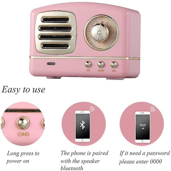 Bärbar Bluetooth Retro-högtalare, Trådlös Mini Vintage-högtalare Med Rikt B