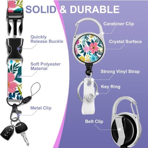ID-korthållare Namnskylt Lanyard Korthållare med infällbar
