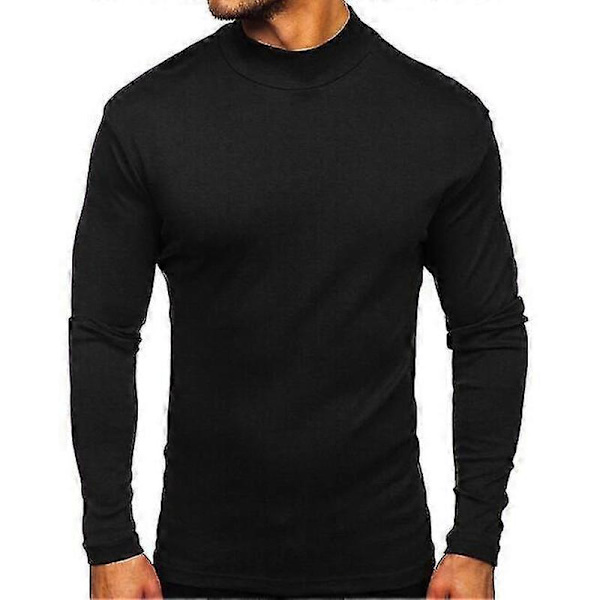 Herre Half Turtleneck Langærmet Pullover Top black XXL