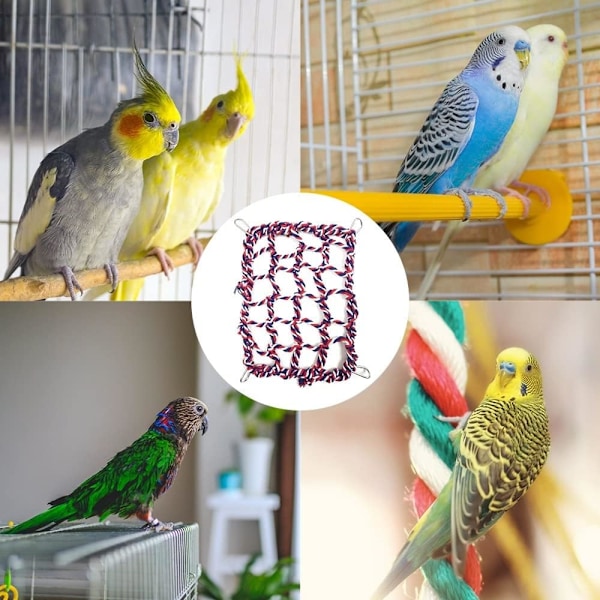 Klätterrepnät för husdjur, råttafågelklätternät hamsteraktivitetsleksak med 4 metallkrokar för hamstermusfågelchinchilla lek