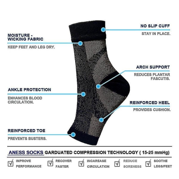 1 par Amrelieve Soothesocks för neuropati kompression fotledsstödstrumpor Nude L  XL