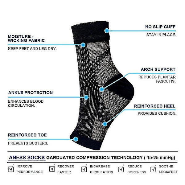1 par Amrelieve Soothesocks för neuropati kompression fotledsstödstrumpor Red L  XL