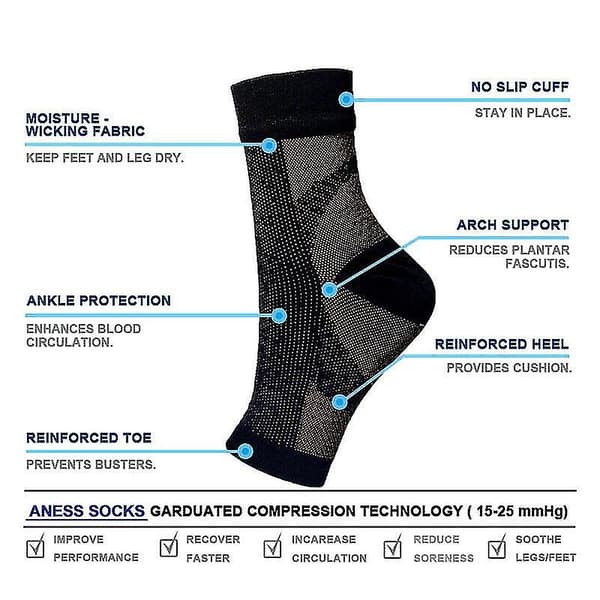 1 par Amrelieve Soothesocks til neuropati kompression ankelstøttestrømper White L  XL