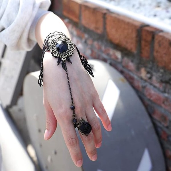 2ST Vintage spets Choker armband Set svart Goth halsband krage Halloween smycken