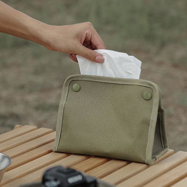 Canvas servettbehållare hållbar tryckknappdesign stor kapacitet hopfällbar bärbar ansiktsvävnad z5808