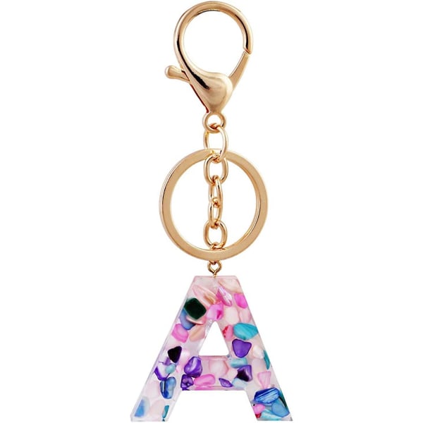 Wabjtam Multicolor Bokstav A - Z Initial Bokstav Harts Resin Nyckelring Tillbehör Söt Premium Väska Charm
