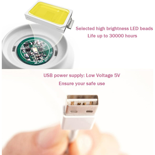 Nattbordslampe USB-lading Dekorasjon Bærbar Skrivebordslampe Soverom Stue LED Nattbordslampe (Gull)