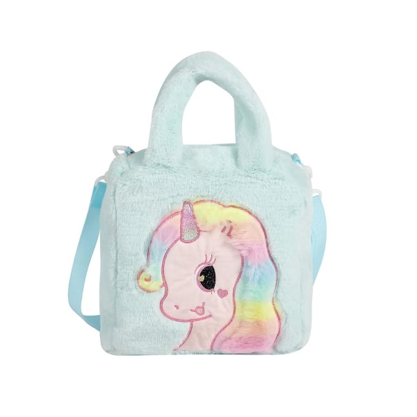 Kid Girls Crossbody Purse Søt Unicorn skulderveske Håndveske Fuzzy Tote