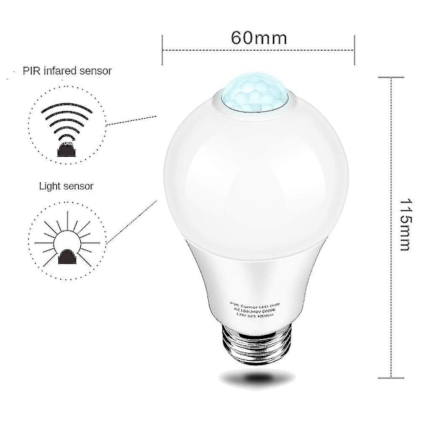 85-265v E27 PIR Bevegelsessensor Lampe 12w Pære Med Bevegelsessensor Infrarød Bevegelsesdetektor Sikkerhet Li Hy