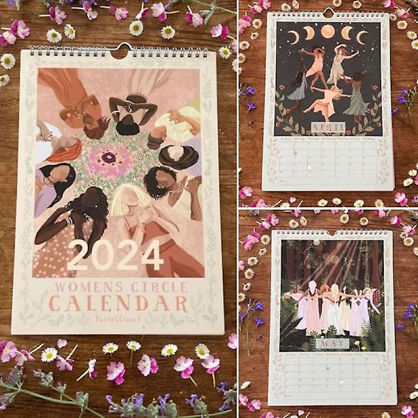 2024 Kvindecirkler Kalender, farverige væghængte kalendere, hængende væg 1
