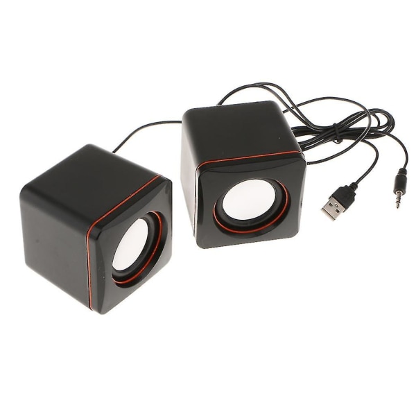 Mini trådad USB driven stereohögtalare för stationär bärbar dator Svart