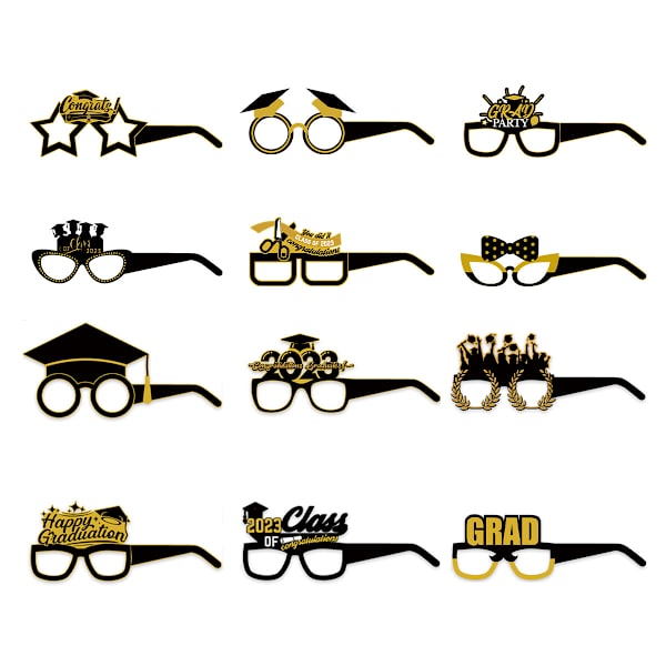 12 stykker Graduation Season Briller Shades Briller Kjole Rekvisitter Foto Rekvisitter Graduation Hat 2023 Fest Rekvisitter 2023 Graduation Briller Gratulerer