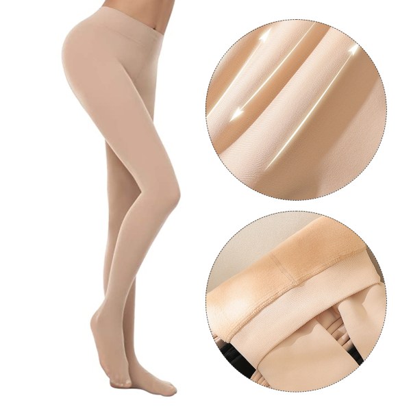 Vinter termisk høy midje elastisitet Opake tights for kvinner connecting skin color