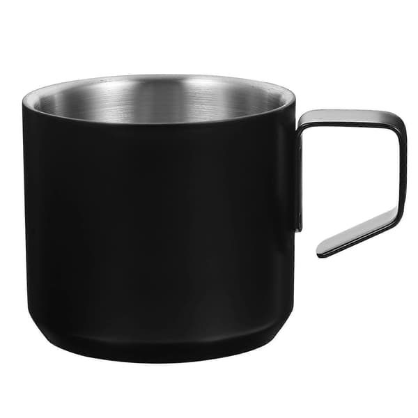 Kaffekrus i rustfrit stål, bærbart til hjemmebrug, sort, 9,5X6,5X6,5 cm, varmeisolerende, 1 stk.