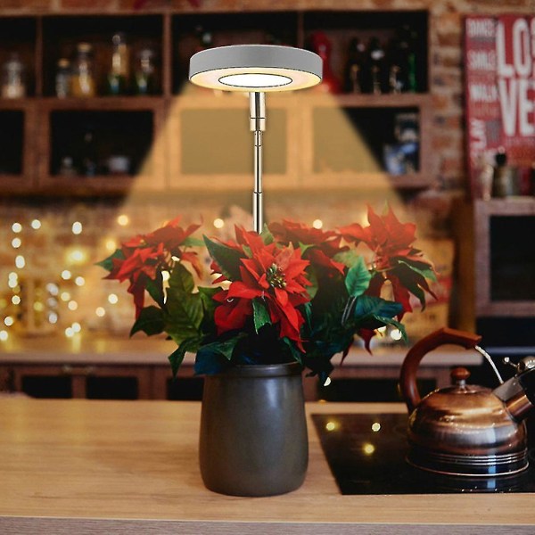 Dimbar LED-växtlampa, 5 W, höjdjusterbar LED-växtlampa med 3 timers, fullspektrum växtlampa för inomhusväxter, grönsaker, flöde