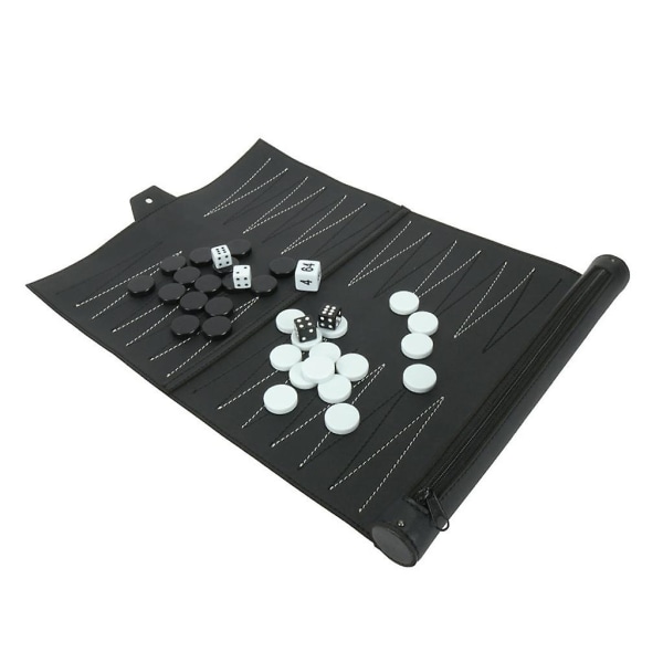 Pu Leather Backgammon Sett Reise Familie Rekreasjons Backgammon Brettspill