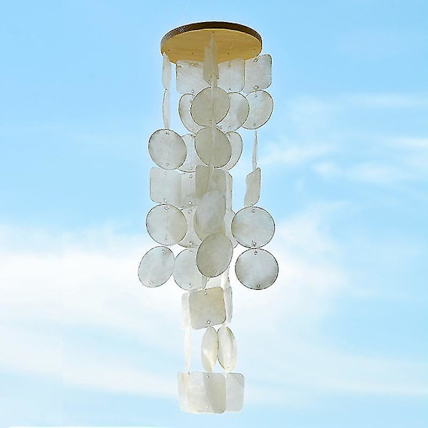 Konstverk Capiz Trädgård Vindspel Med Cool, Naturlig Zen Charm White