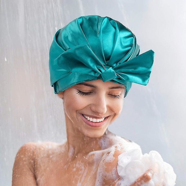 Badehætte - Bowknot dobbeltlags genanvendelige badehætter med silkeagtig satin