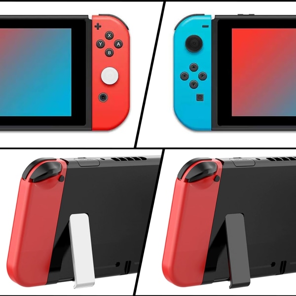 2 stk. støttefotstativ for Nintendo Switch med 4 stk. tommelgrep, bakstativ erstatning støttefot bakskallholder bakbrakett