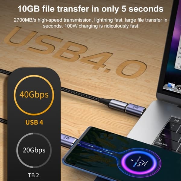 USB-C Hun - USB-C Hun Adapter USB 4.0 Aluminium Blå size 30