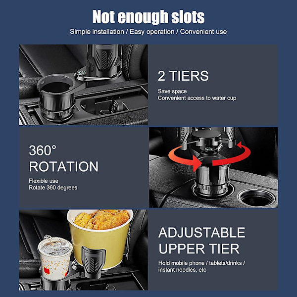 Ny 2 i 1 Multifunktionell Justerbar Bilkoppshållare Expander Kopphållare För En Bil Kopphållare Adapter Organizer Kit| |