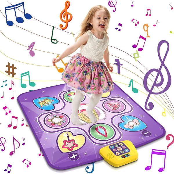 Dansemåtte-legetøj til børn, musik-dans-touch-legemåtte med led-lys, justerbar lydstyrke, 5 spiltilstande, indbygget musik, musikalsk dansepude-legetøj påske