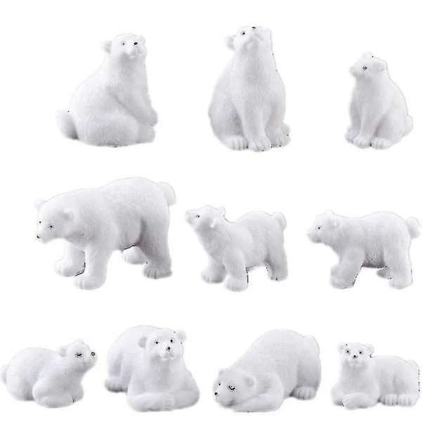 10 stk Isbjørn lekefigurer Realistisk plast arktisk figur hjemmeinnredning
