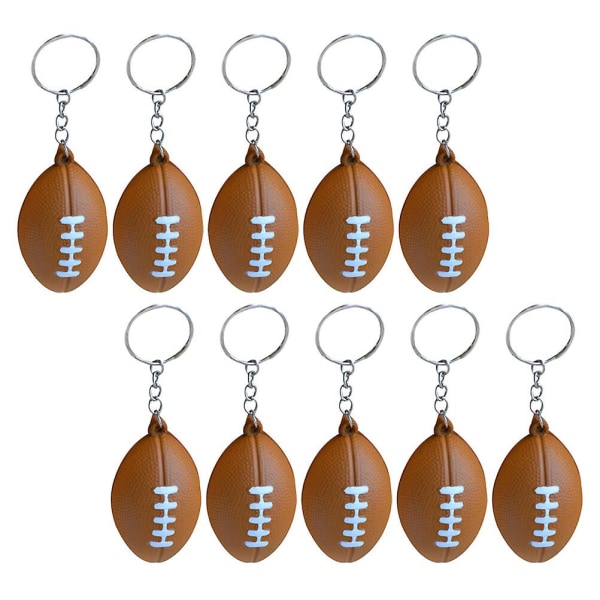 10 kpl Amerikkalaisen jalkapallon avaimenperät Rugby Pu avaimenperät matkamuistoja riipukset lelut lapsille (ruskea)