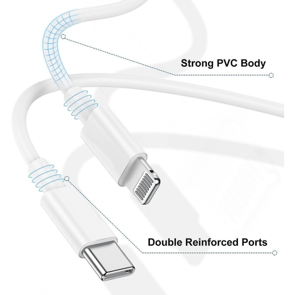 Usb C til Lightning-kabel 2m, 2pack Iphone-laderkabel 2m For Apple Usb C-lader Z