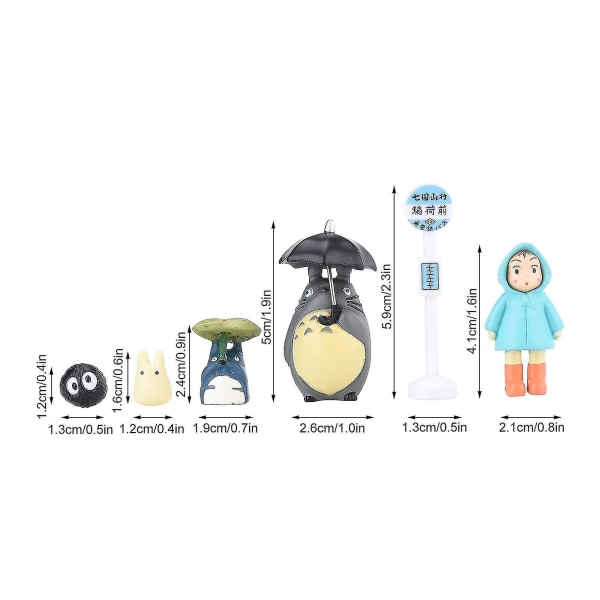 6x Min Nabo Totoro Figur Hayao Miyazaki Anime Busstasjon Figur Gaveeske