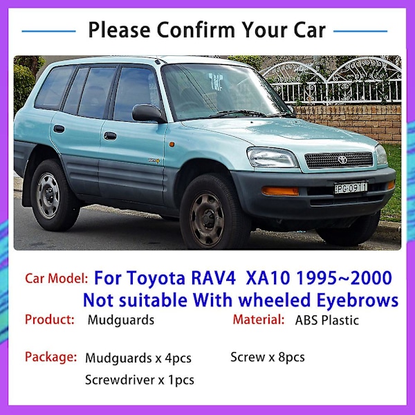 Stänkskydd för Toyota Rav4 Rav 4 Xa10 1995~2000 1999 Främre Bakre Hjul Stänkskydd Stänkskydd Stänkskydd Fender Tillbehör