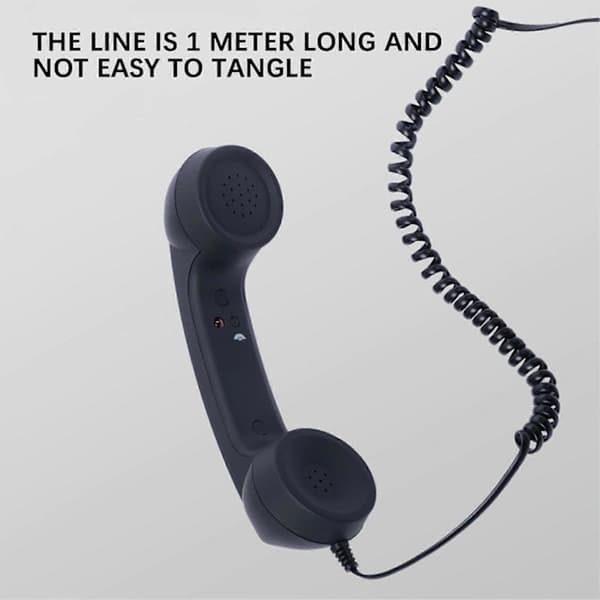USB-C Retro Handset for Mobile Phones - Plug & Play Receiver Radiation-Proof Comfortable Calls for iPhone & Android Black