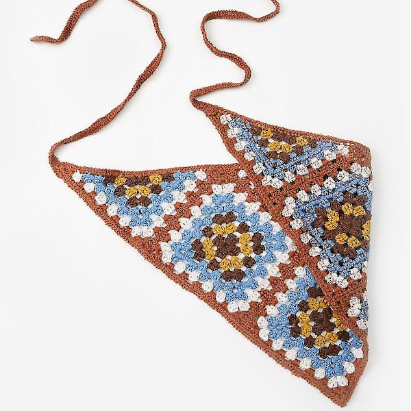 Hæklet bandana, Fashion hårbånd, Kreativ hæklet bomuldsstrop hovedbeklædning trekant taske hårbånd(2stk)
