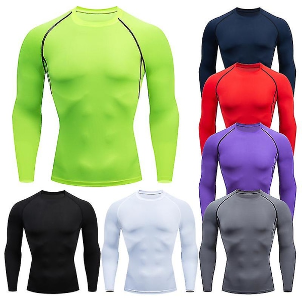 Kompressionslöpartröjor Herrar Dry Fit Fitness Gym Herr Rashguard T-shirts Fotboll Träning Bodybuilding Stretchiga Kläder 2022