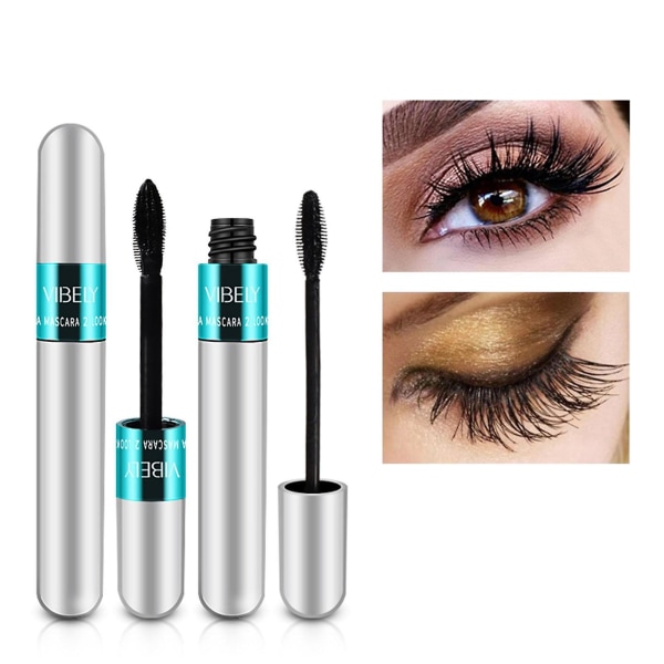 2 in 1 Vibely Mascara 5x pidempi vedenpitävä kosmetiikka luonnolliseen pidentämiseen ja paksuntamiseen ilman paakkuja 4d Silk Fiber Mascara