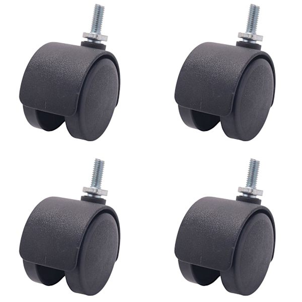 6mm gevindstang 40mm dobbelthjul roterende hjul sort