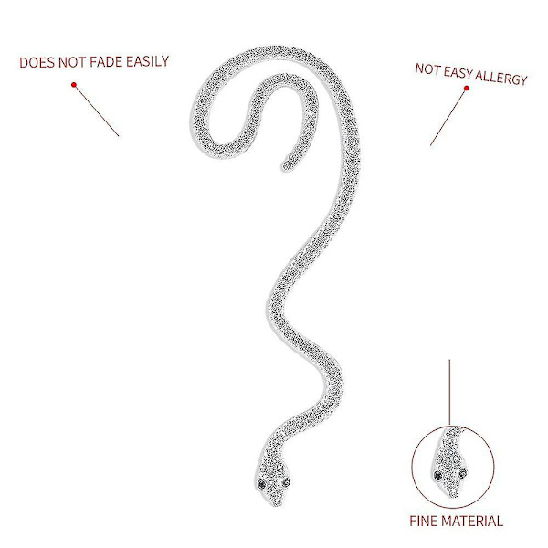 Punk Snake Mansjettknapper, ikke-piercede Snake Ear Cuff, punk Cobra Wrap Ørepynt Klips, Personlighet Crawler Ørepynt Smykker Sliver