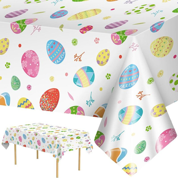 2-pack Easter Tablecloths - Colorful Easter Egg Tablecloths, 108 x 54 inches