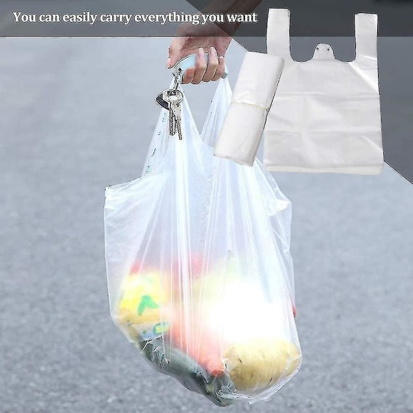 200 stykker plastposer, tøyposer, plastposer, solide og miljøvennlige, egnet for supermarkedshopping av frukt og grønnsaker-1