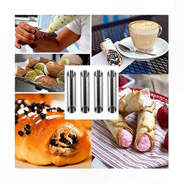 30-pak cannoli-rør i rustfrit stål, non-stick wienerbrødsforme til flødehorn og danske skaller Silver